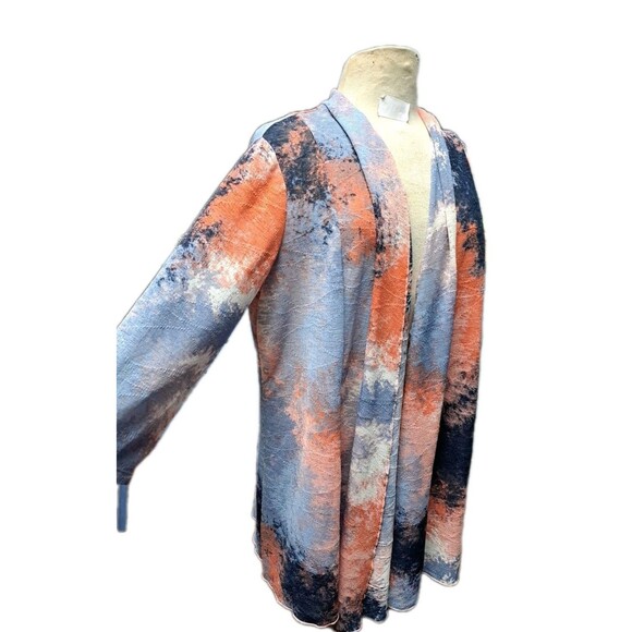 Ali Miles Women's Open Front Cardigan Sweater Size XL Watercolor Artsy Preppy - Picture 4 of 10